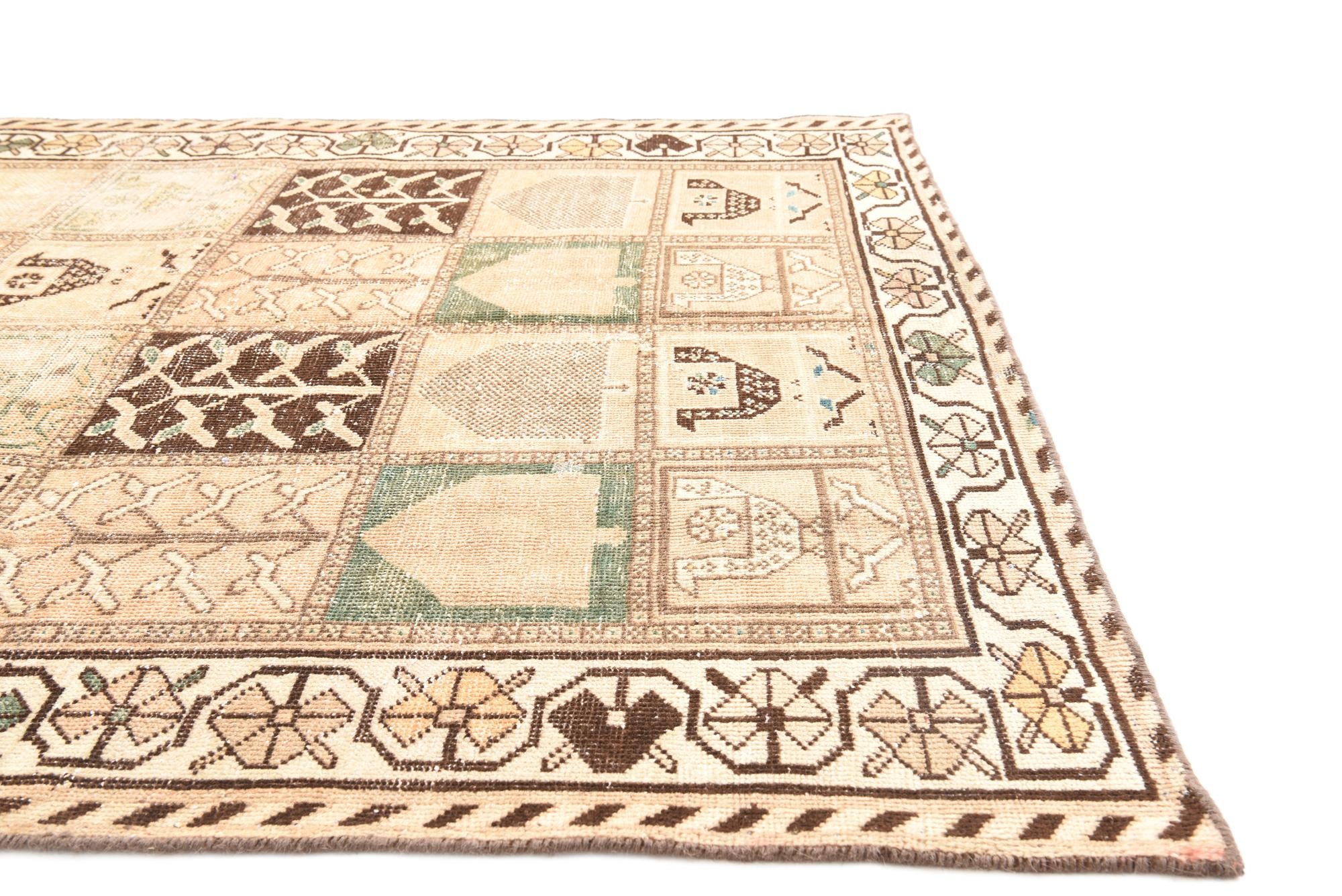 4' 7 x 9' 5 Hand Knotted Ultra Vintage Persian Wool Runner Rug