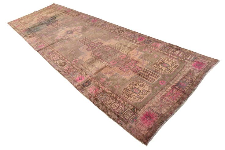 Detail image of 4' 5 x 14' 3 Hand Knotted Ultra Vintage Persian Wool Runner Rug