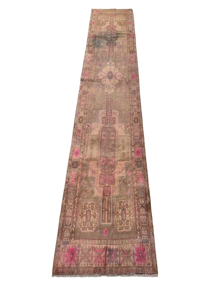 Detail image of 4' 5 x 14' 3  Hand Knotted Ultra Vintage Persian Wool Runner Rug