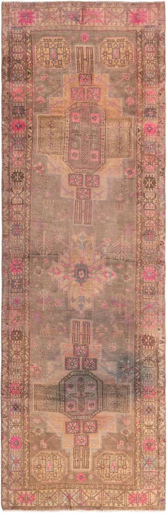 4' 5 x 14' 3 Hand Knotted Ultra Vintage Persian Wool Runner Rug