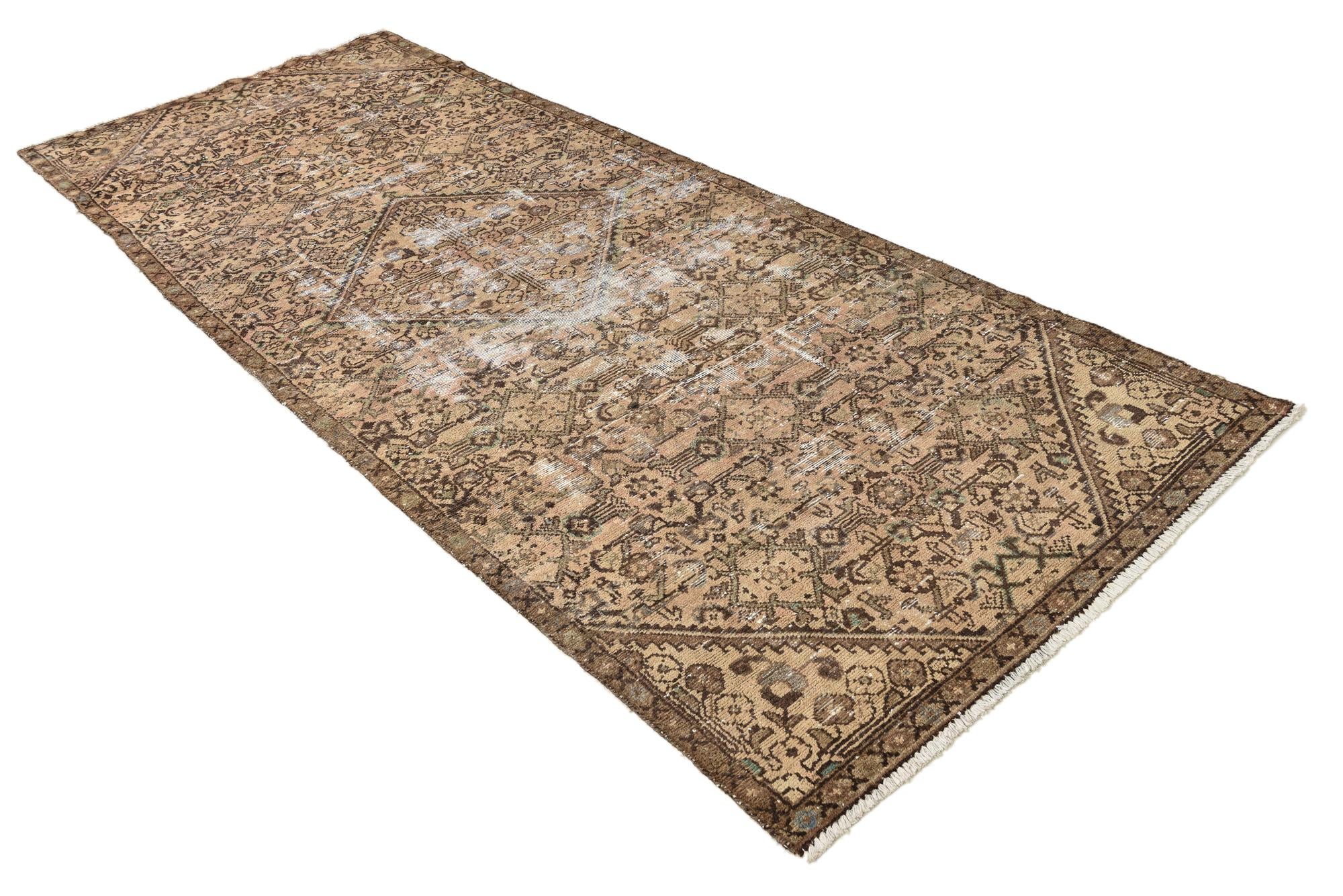 3' 10 x 9' 10 Hand Knotted Ultra Vintage Persian Wool Runner Rug