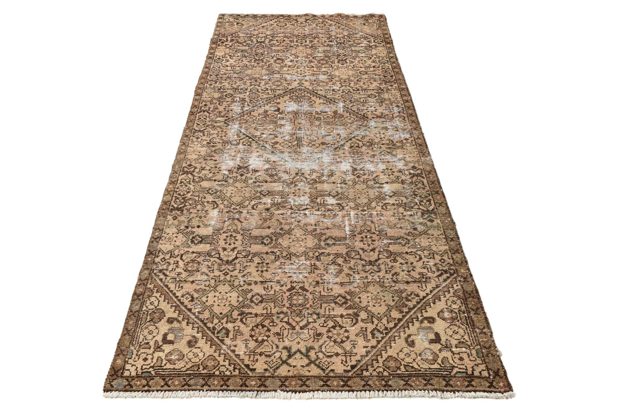 3' 10 x 9' 10 Hand Knotted Ultra Vintage Persian Wool Runner Rug