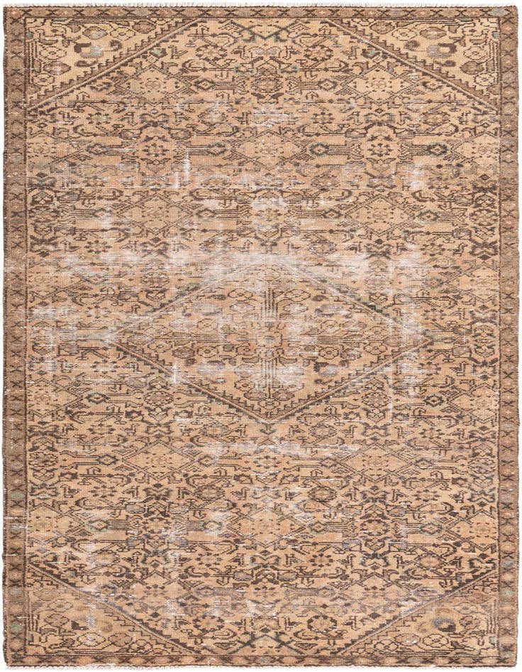 Detail image of 3' 10 x 9' 10 Hand Knotted Ultra Vintage Persian Wool Runner Rug