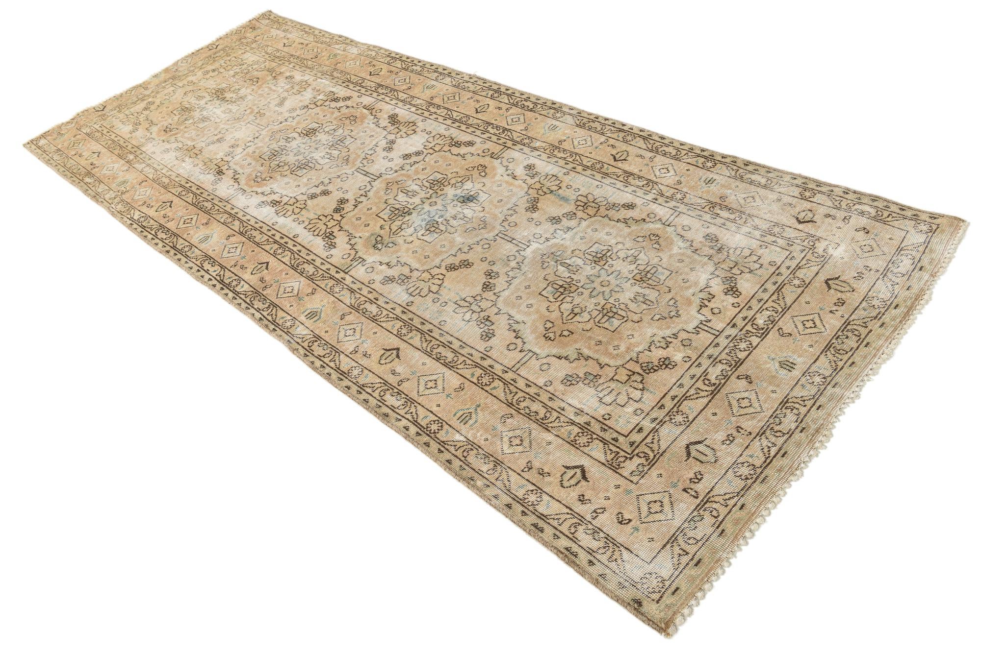 3' 8 x 9' Hand Knotted Ultra Vintage Persian Wool Runner Rug