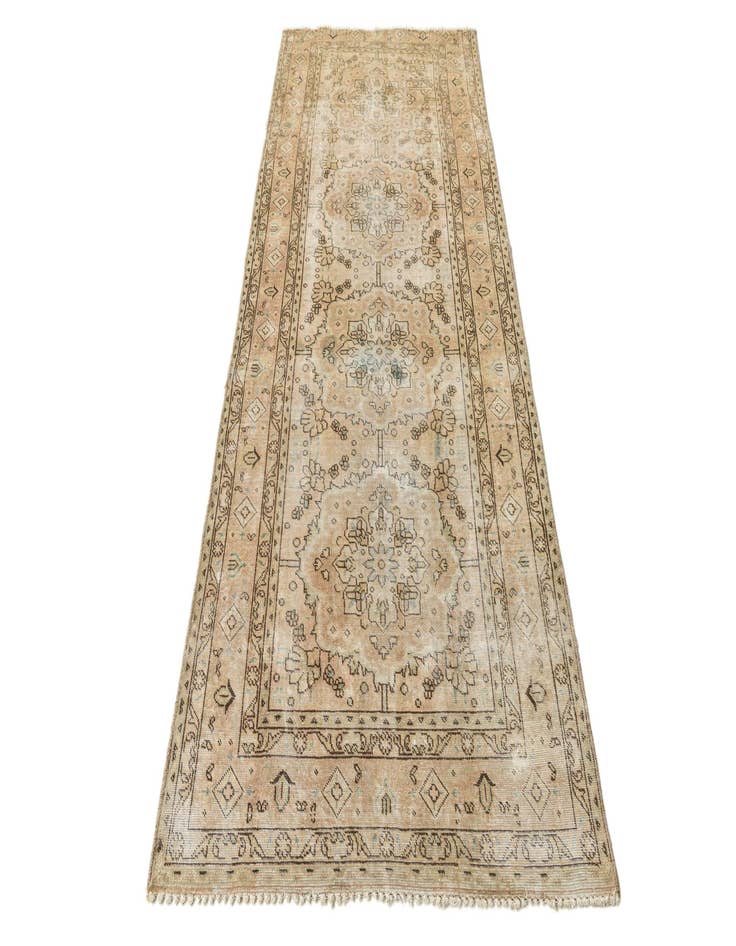 Detail image of 3' 8 x 9'  Hand Knotted Ultra Vintage Persian Wool Runner Rug