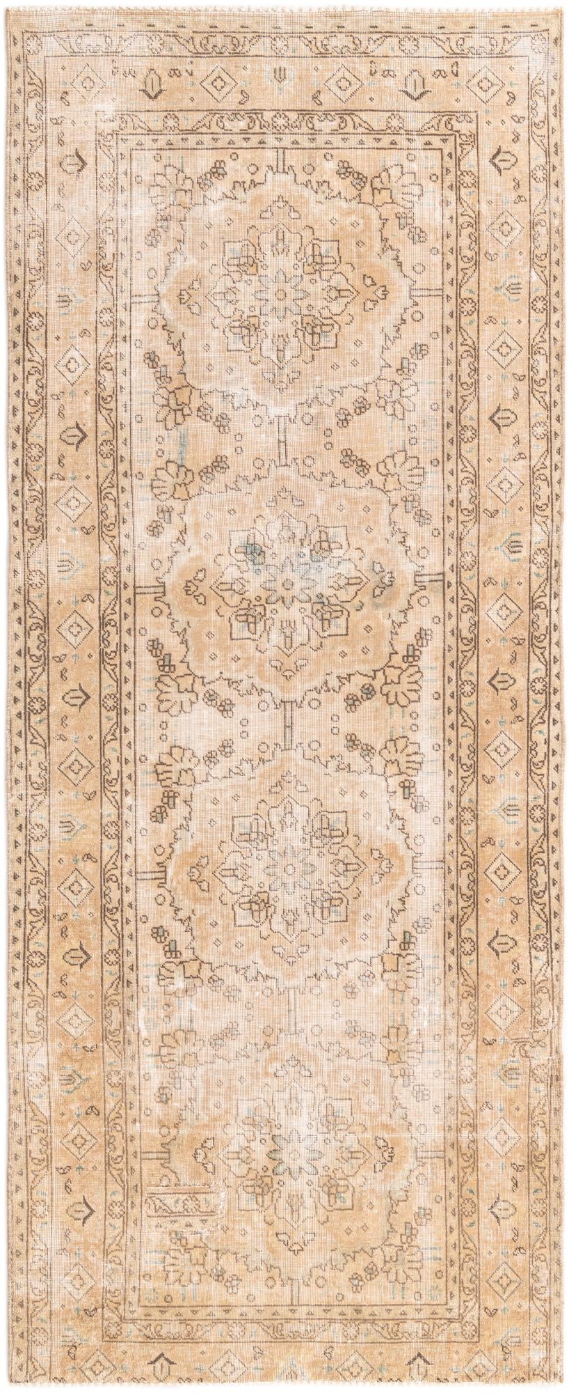 3' 8 x 9' Hand Knotted Ultra Vintage Persian Wool Runner Rug