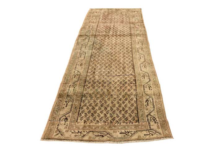 3' 5 x 9' 1 Hand Knotted Ultra Vintage Persian Wool Runner Rug