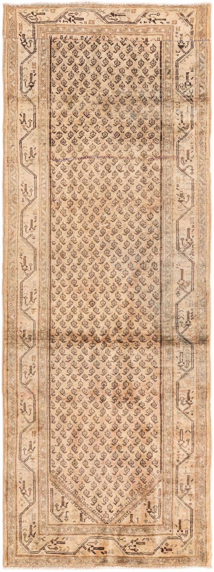 3' 5 x 9' 1 Hand Knotted Ultra Vintage Persian Wool Runner Rug
