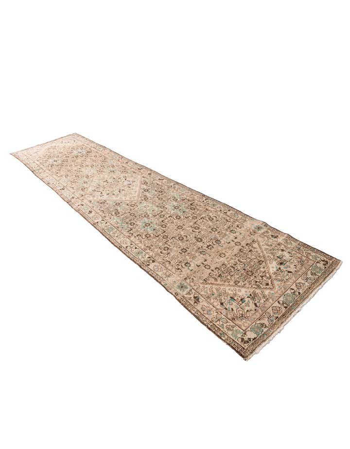 3' 5 x 13' 10 Hand Knotted Ultra Vintage Persian Wool Runner Rug