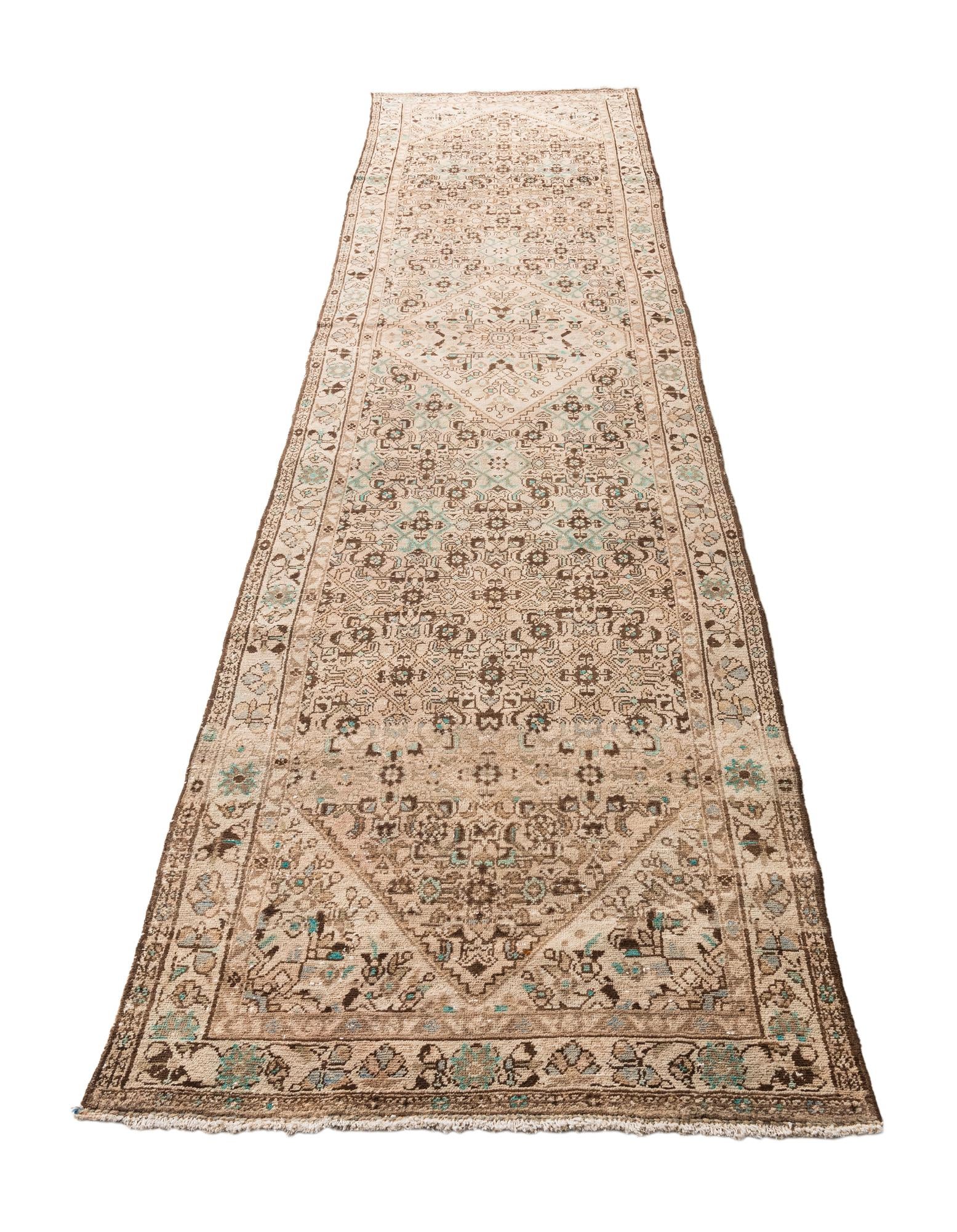 3' 5 x 13' 10 Hand Knotted Ultra Vintage Persian Wool Runner Rug