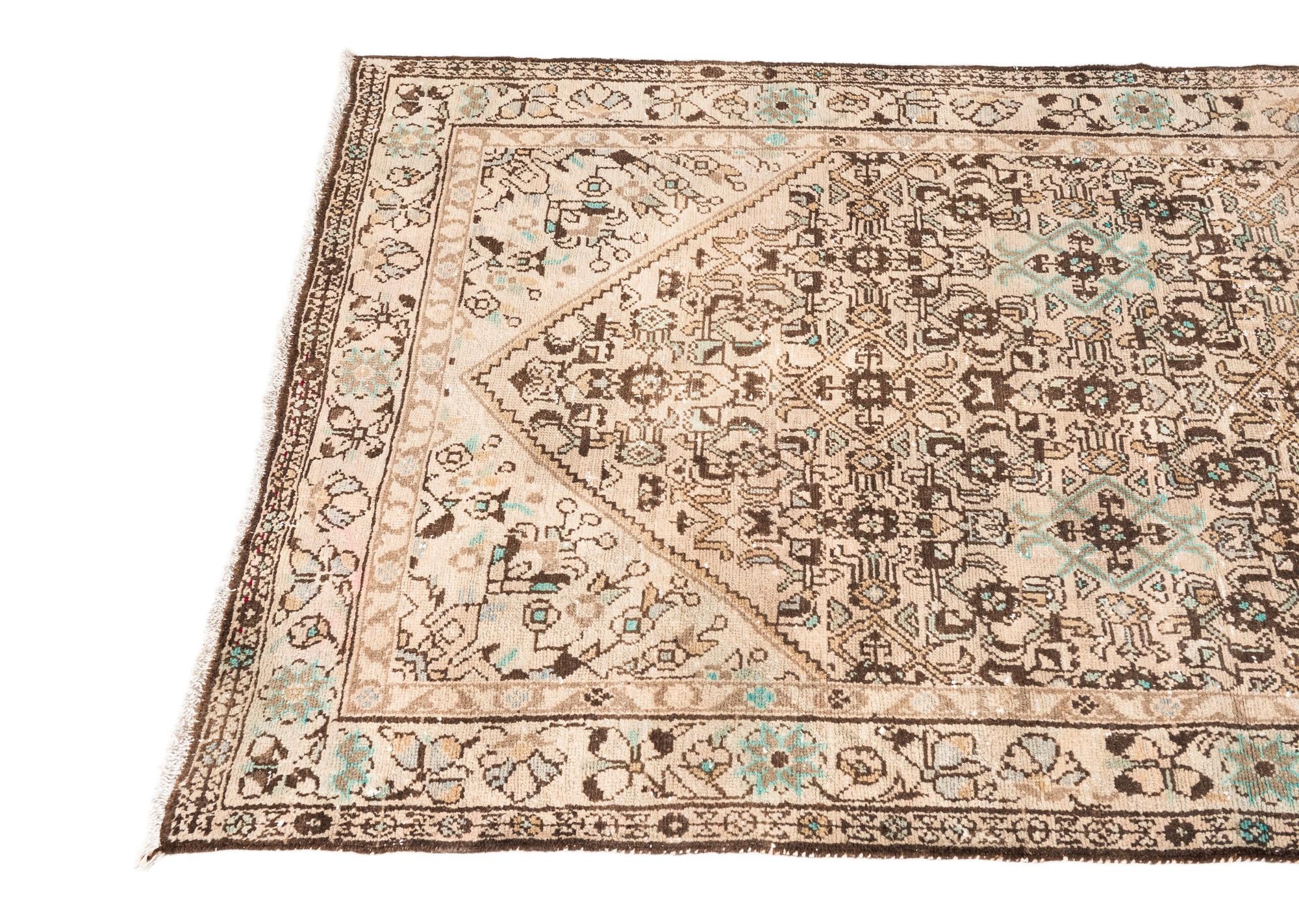 3' 5 x 13' 10 Hand Knotted Ultra Vintage Persian Wool Runner Rug
