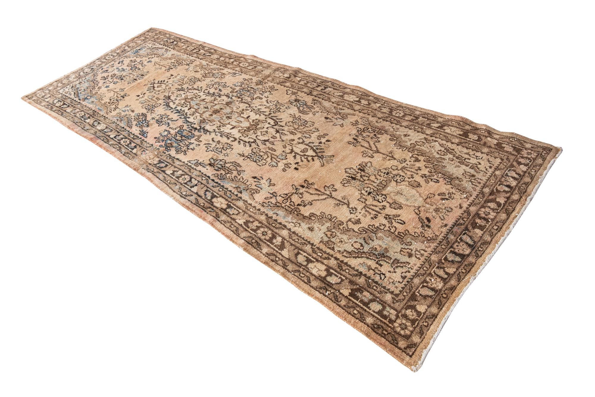 3' 7 x 9' 6 Hand Knotted Ultra Vintage Persian Wool Runner Rug