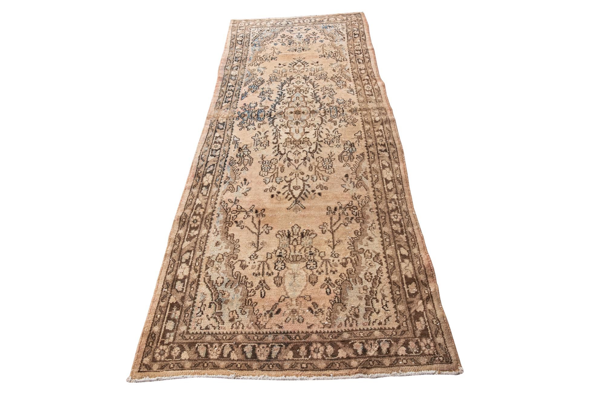 3' 7 x 9' 6 Hand Knotted Ultra Vintage Persian Wool Runner Rug