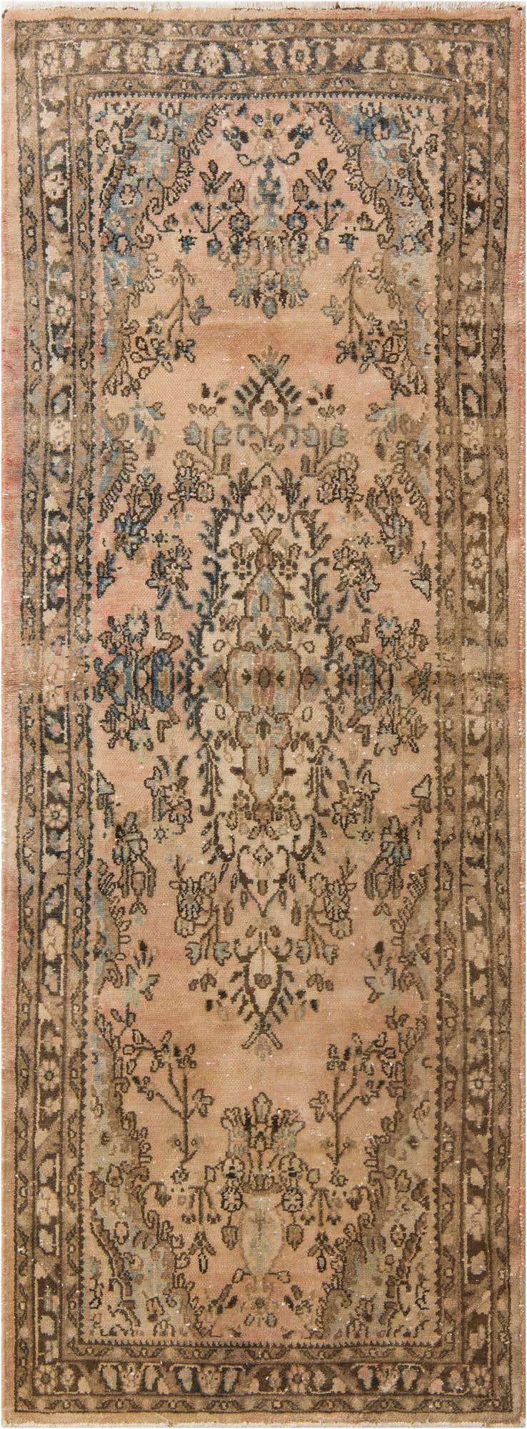 3' 7 x 9' 6 Hand Knotted Ultra Vintage Persian Wool Runner Rug