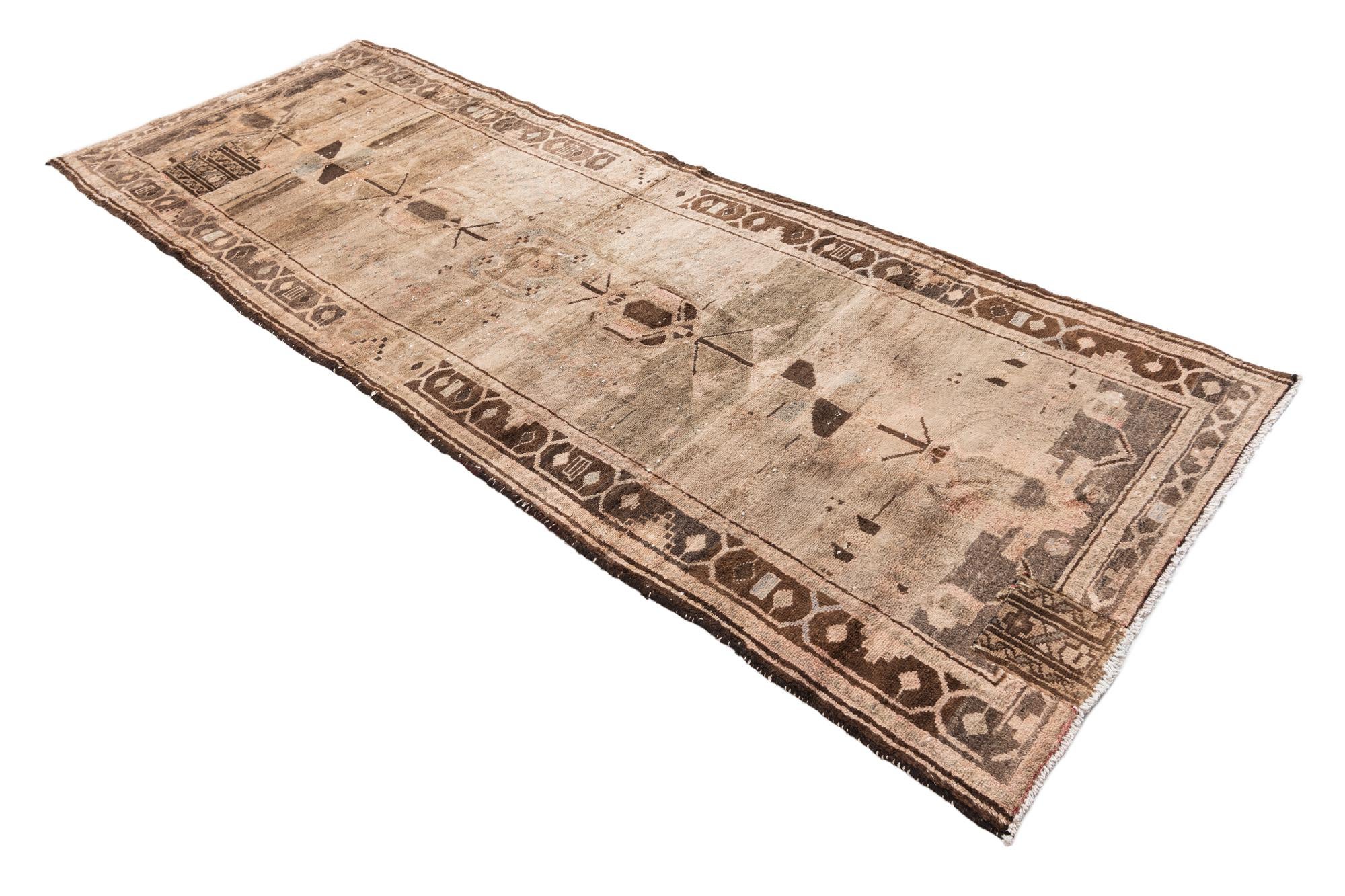 3' 6 x 9' 9 Hand Knotted Ultra Vintage Persian Wool Runner Rug
