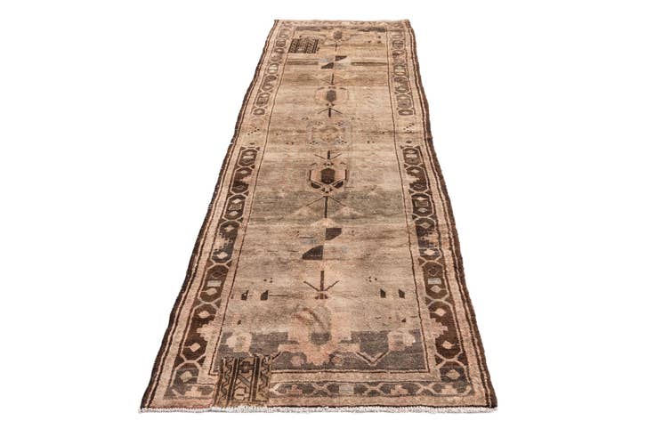 Detail image of 3' 6 x 9' 9 Hand Knotted Ultra Vintage Persian Wool Runner Rug