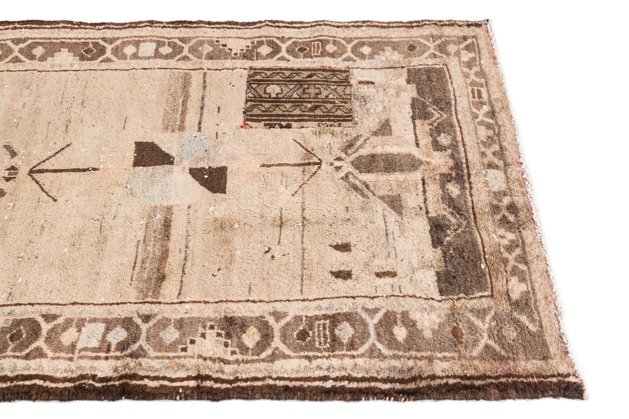 3' 6 x 9' 9 Hand Knotted Ultra Vintage Persian Wool Runner Rug