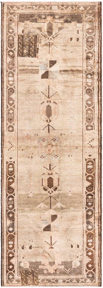 Detail image of 3' 6 x 9' 9 Hand Knotted Ultra Vintage Persian Wool Runner Rug