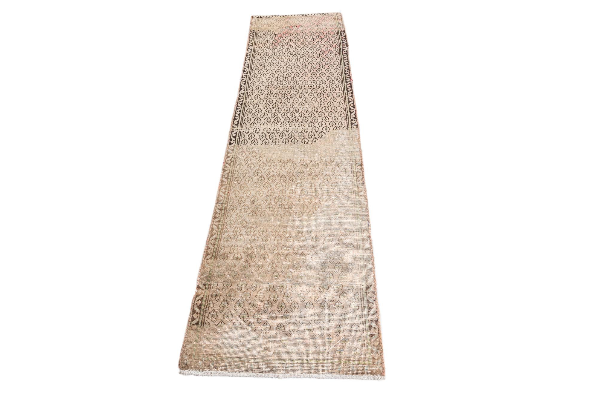 2' 4 x 9' 3 Hand Knotted Ultra Vintage Persian Wool Runner Rug