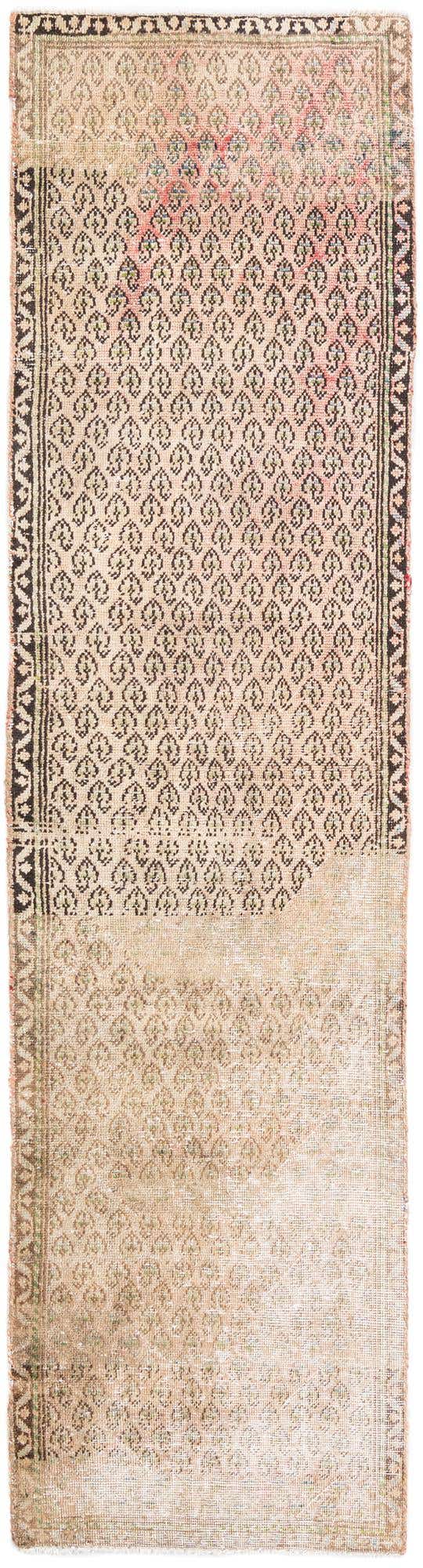 2' 4 x 9' 3 Hand Knotted Ultra Vintage Persian Wool Runner Rug