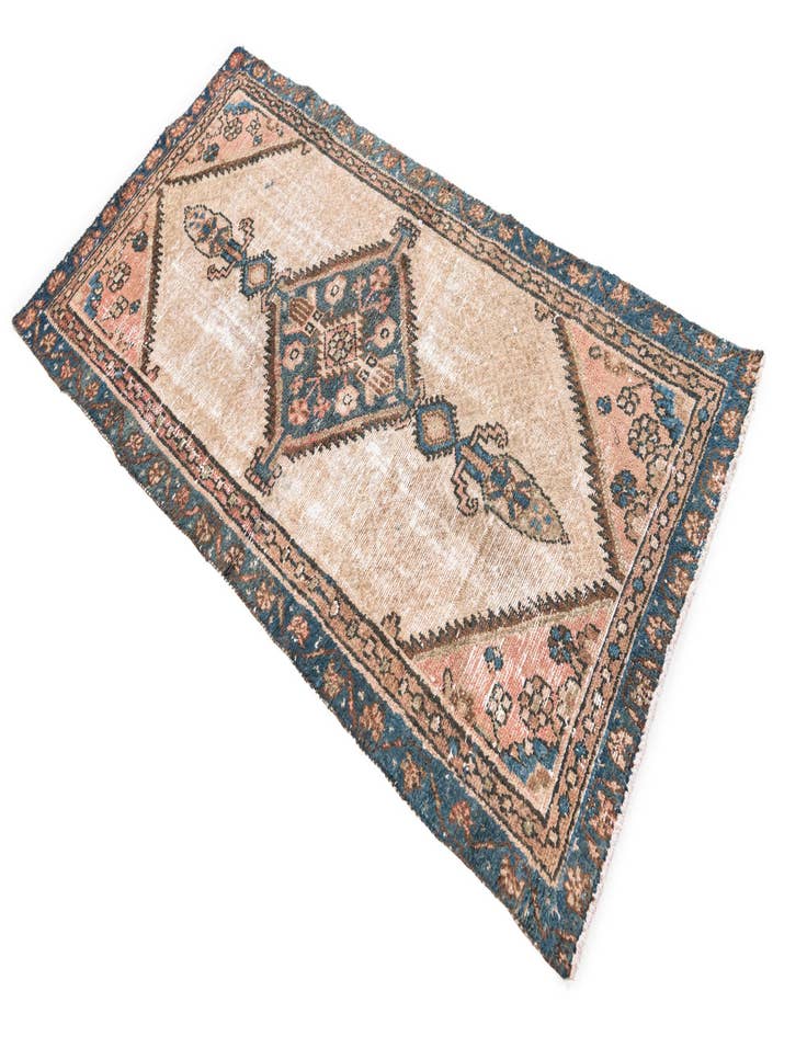 Detail image of 2' 10 x 5' 9  Hand Knotted Ultra Vintage Persian Wool Runner Rug