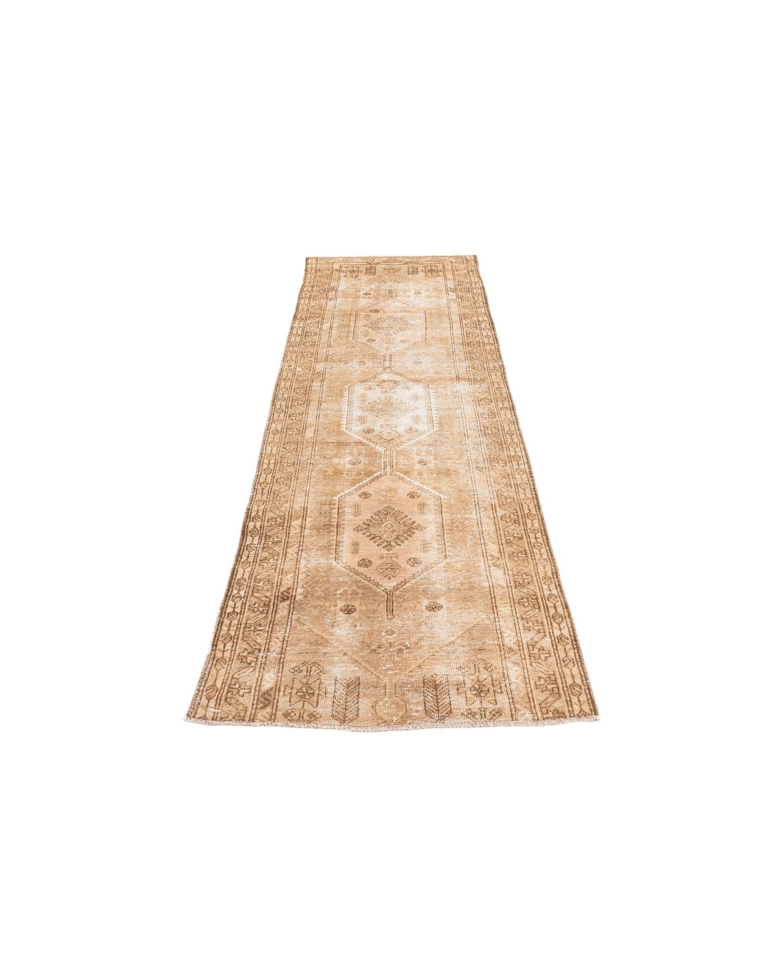 3' 4 x 9' 1 Hand Knotted Ultra Vintage Persian Wool Runner Rug