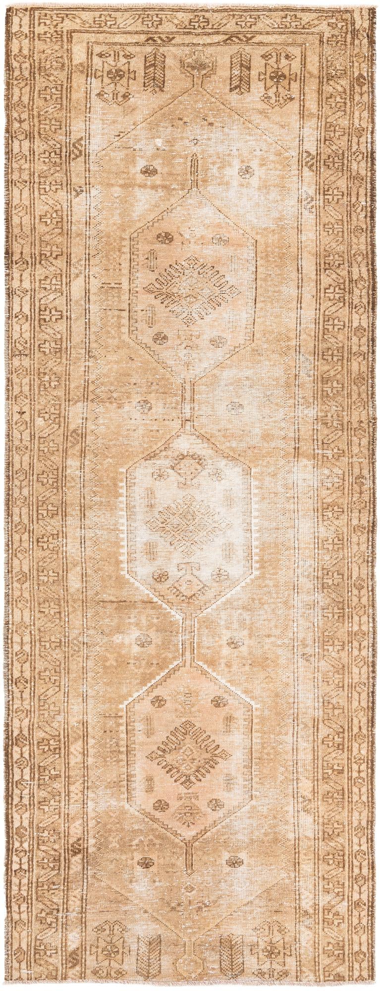 3' 4 x 9' 1 Hand Knotted Ultra Vintage Persian Wool Runner Rug