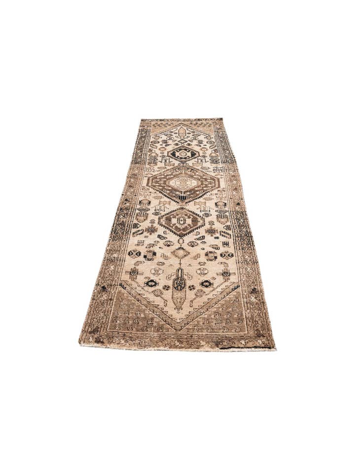 Detail image of 3' 5 x 9' 5 Hand Knotted Ultra Vintage Persian Wool Runner Rug