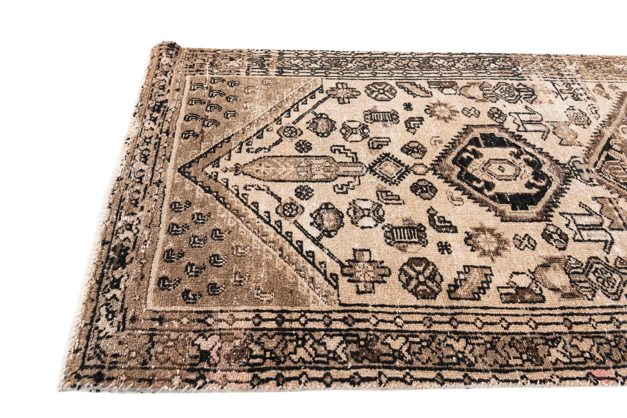 105cm x 285cm anudado a mano Ultra Vintage Alfombra Persa Lana Pasillera