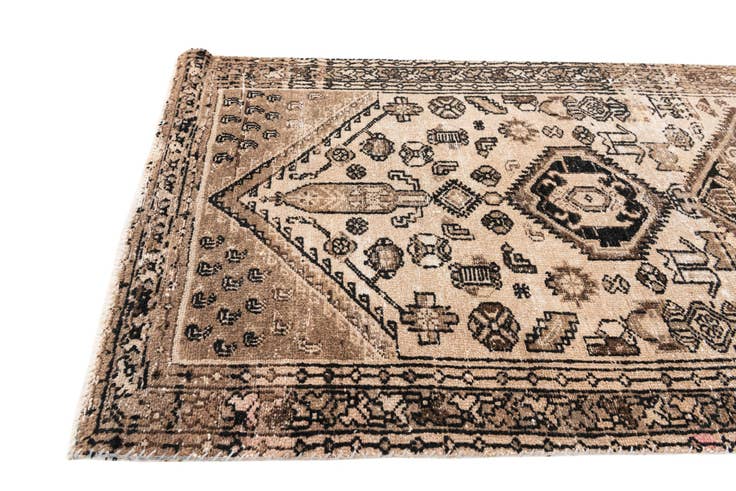 Detail image of 3' 5 x 9' 5 Hand Knotted Ultra Vintage Persian Wool Runner Rug