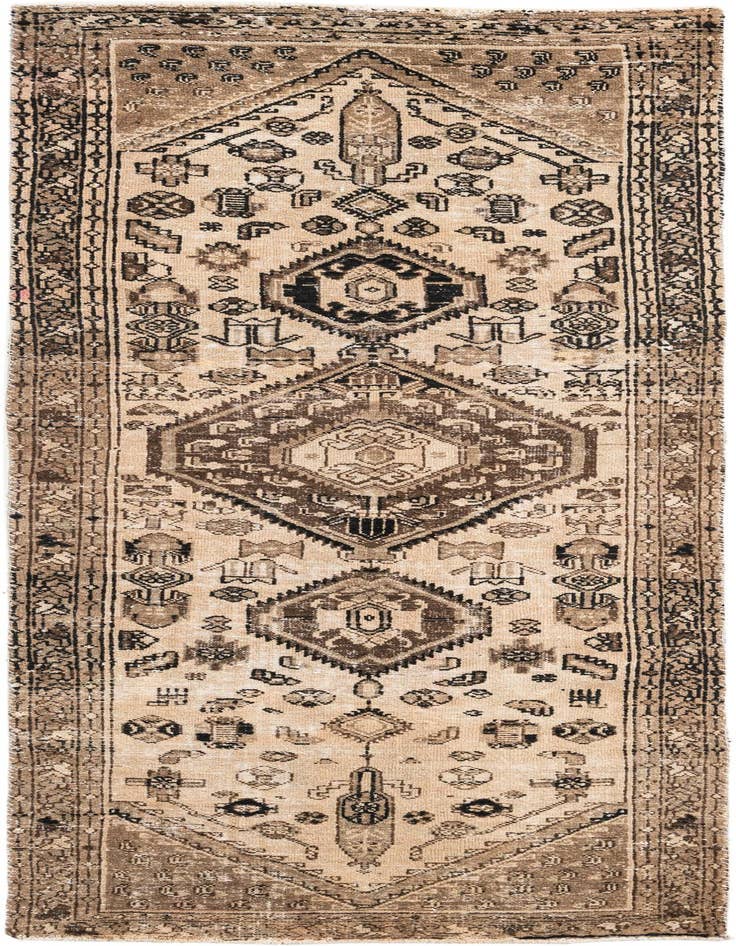 Detail image of 3' 5 x 9' 5 Hand Knotted Ultra Vintage Persian Wool Runner Rug