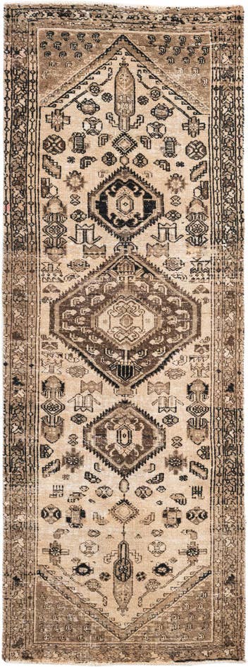 Detail image of 3' 5 x 9' 5 Hand Knotted Ultra Vintage Persian Wool Runner Rug
