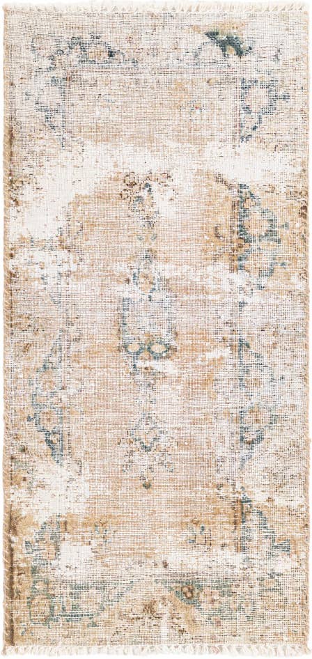 Detail image of 1' 8 x 3' 8 Hand Knotted Ultra Vintage Persian Wool Runner Rug