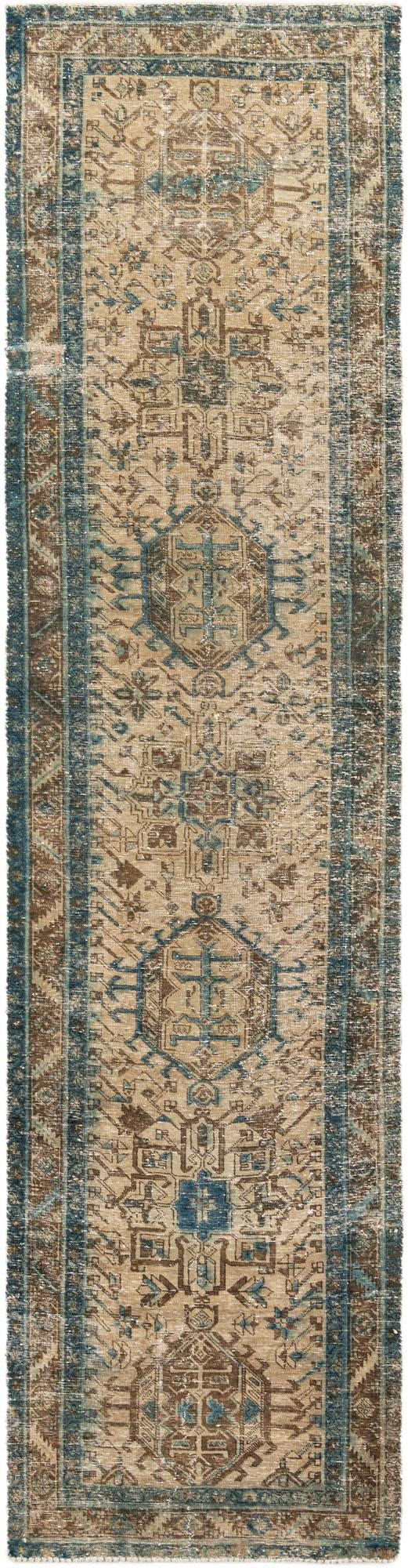 3' 3 x 12' 10 Hand Knotted Ultra Vintage Persian Wool Runner Rug