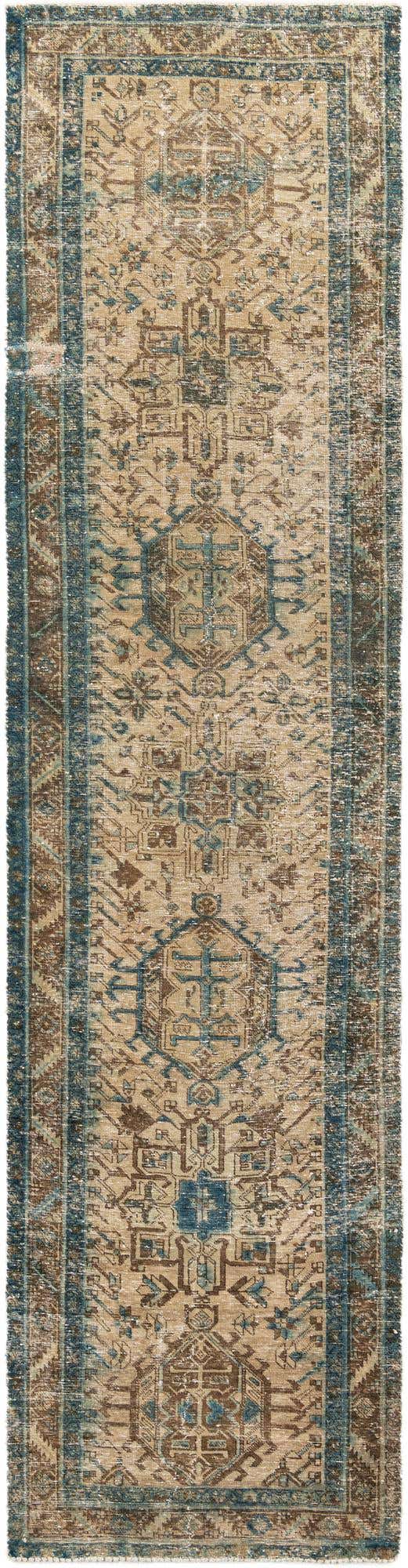 3' 3 x 12' 10 Hand Knotted Ultra Vintage Persian Wool Runner Rug