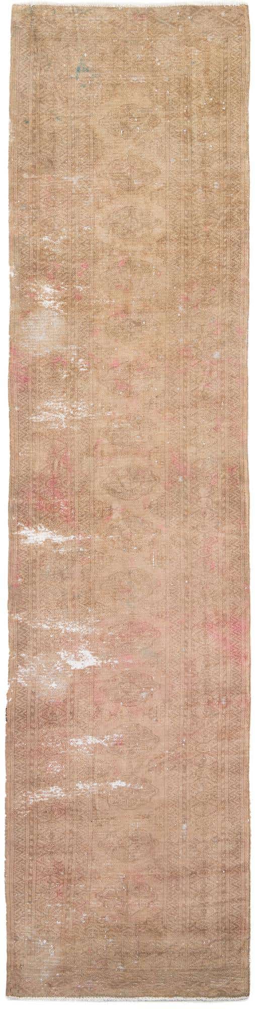 3' 1 x 12' 7 Hand Knotted Ultra Vintage Persian Wool Runner Rug