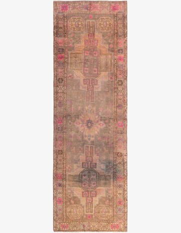 4' 5 x 14' 3 Hand Knotted Ultra Vintage Persian Wool Runner Rug