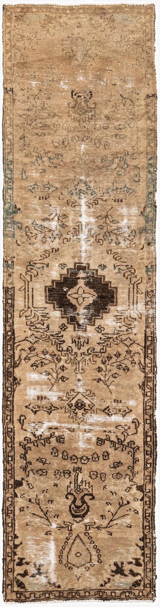 2' 5 x 9' 2  Hand Knotted Ultra Vintage Persian Wool Runner Rug