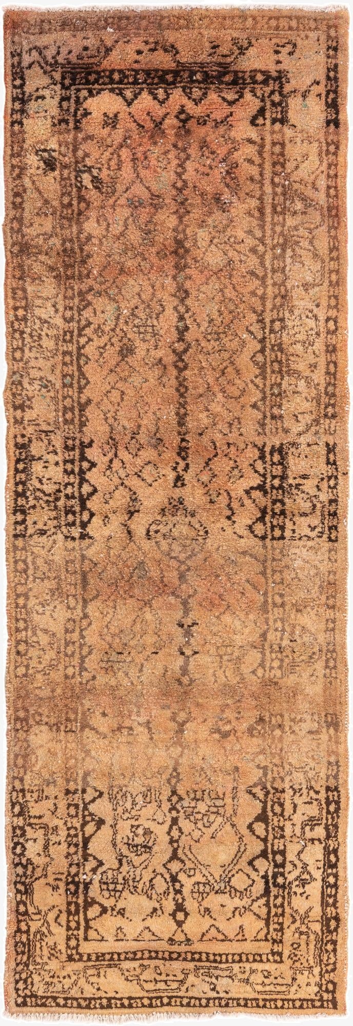 3' 4 x 9' 10  Hand Knotted Ultra Vintage Persian Wool Runner Rug
