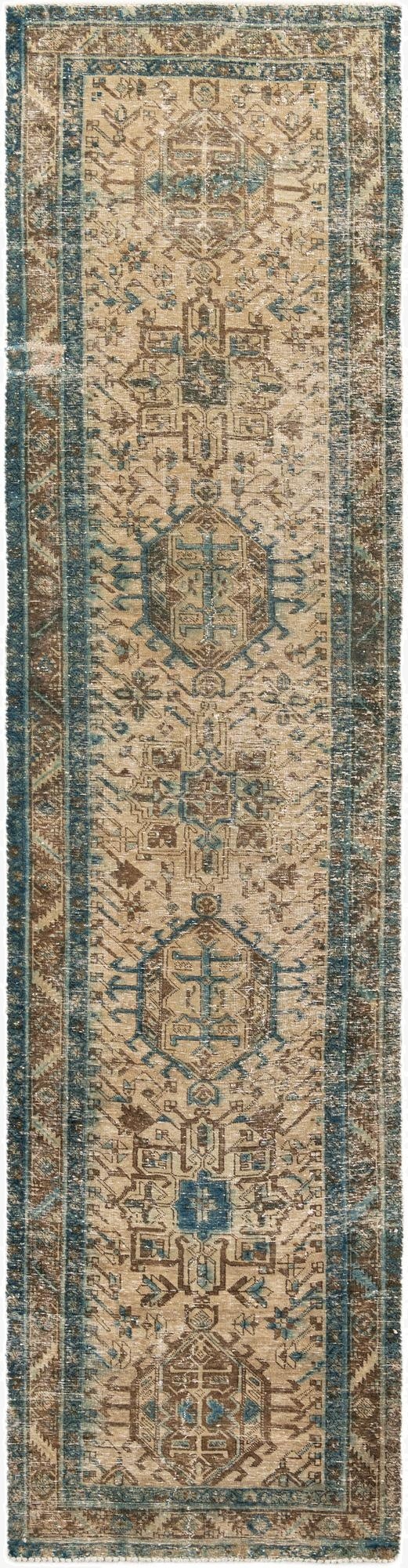 3' 3 x 12' 10  Hand Knotted Ultra Vintage Persian Wool Runner Rug