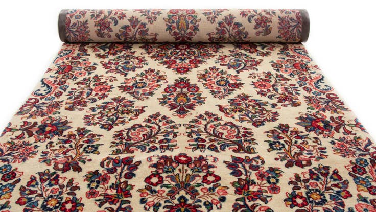 Detail image of 3' 6 x 10' 7 Hand Knotted Veramin Persian Wool Runner Rug
