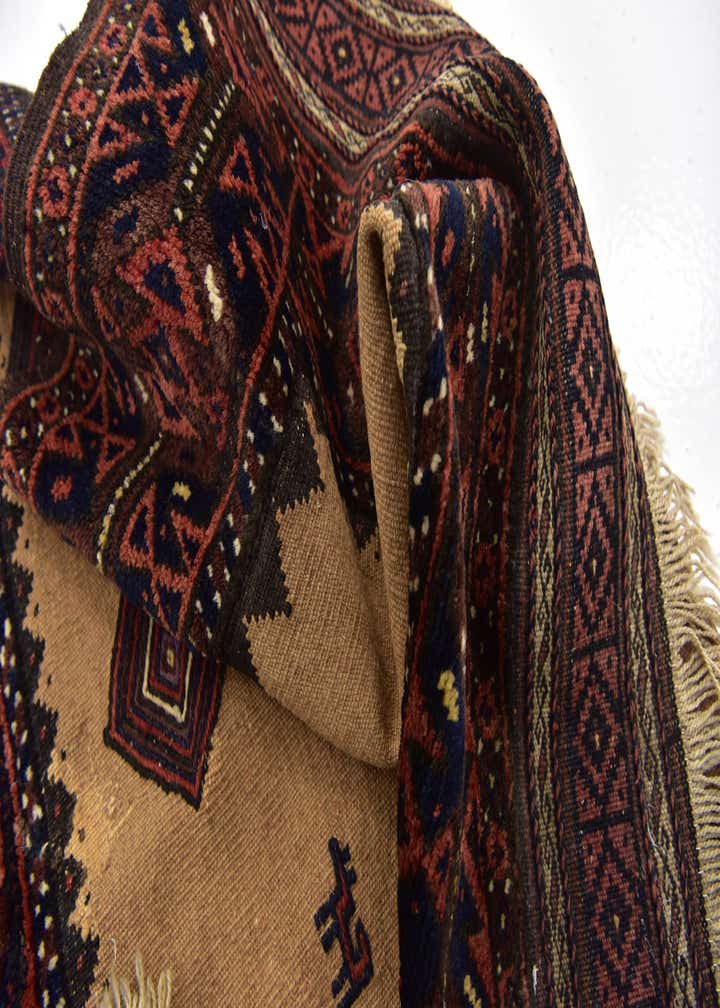 3' 3 x 3' 8 Hand Knotted Balouch Persian Wool Square Rug