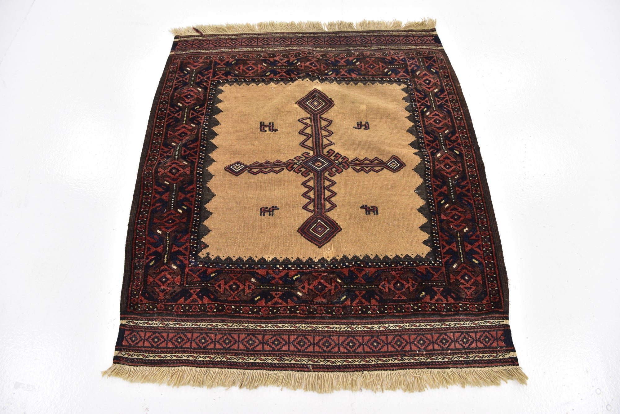 3' 3 x 3' 8 Hand Knotted Balouch Persian Wool Square Rug