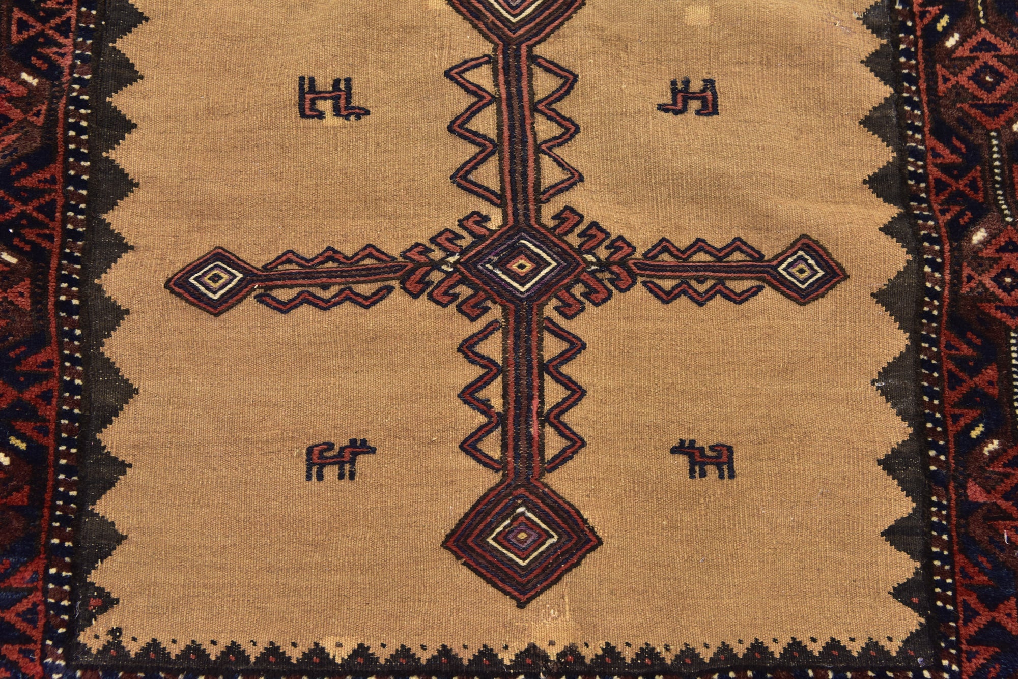 3' 3 x 3' 8 Hand Knotted Balouch Persian Wool Square Rug