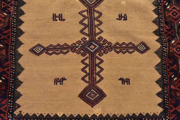3' 3 x 3' 8 Hand Knotted Balouch Persian Wool Square Rug