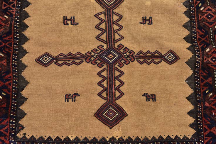 Detail image of 3' 3 x 3' 8 Hand Knotted Balouch Persian Wool Square Rug