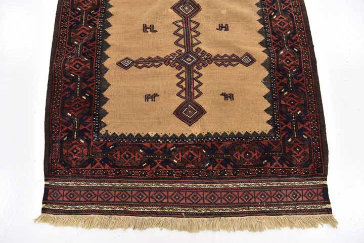 3' 3 x 3' 8 Hand Knotted Balouch Persian Wool Square Rug