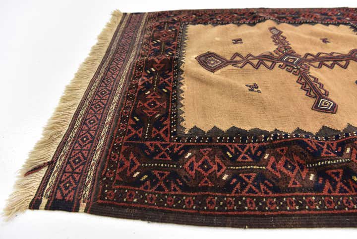 3' 3 x 3' 8 Hand Knotted Balouch Persian Wool Square Rug