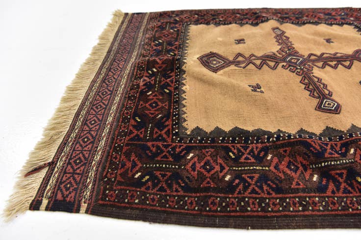 Detail image of 3' 3 x 3' 8 Hand Knotted Balouch Persian Wool Square Rug