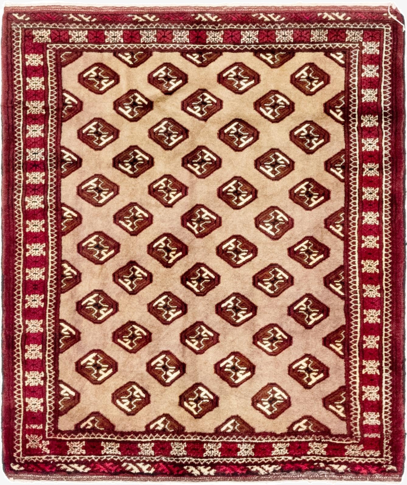 3' 7 x 4' 2  Hand Knotted Balouch Persian Wool Square Rug